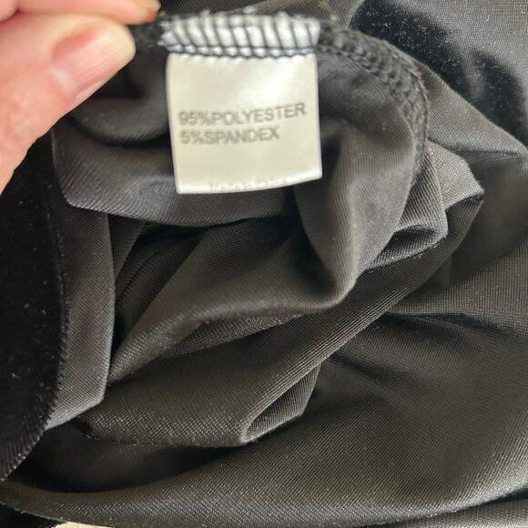 Vintage Guberry Dress Velvet SZXL Black Ruched Midi Cocktails Nightlife Holiday - Picture 9 of 12